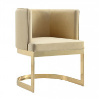 Manhattan Comfort DC026-SD Aura Sand and Polished Brass Velvet Dining Chair